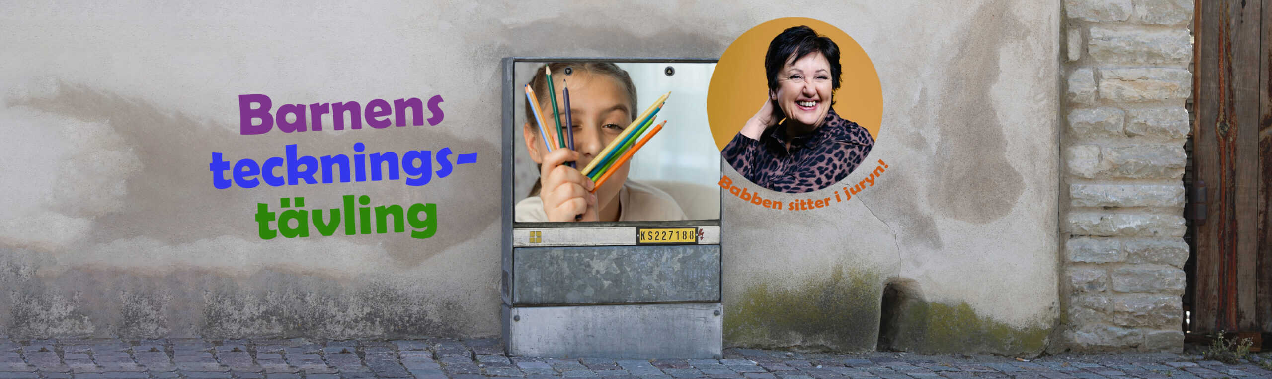 Kabelskåp med bild på.