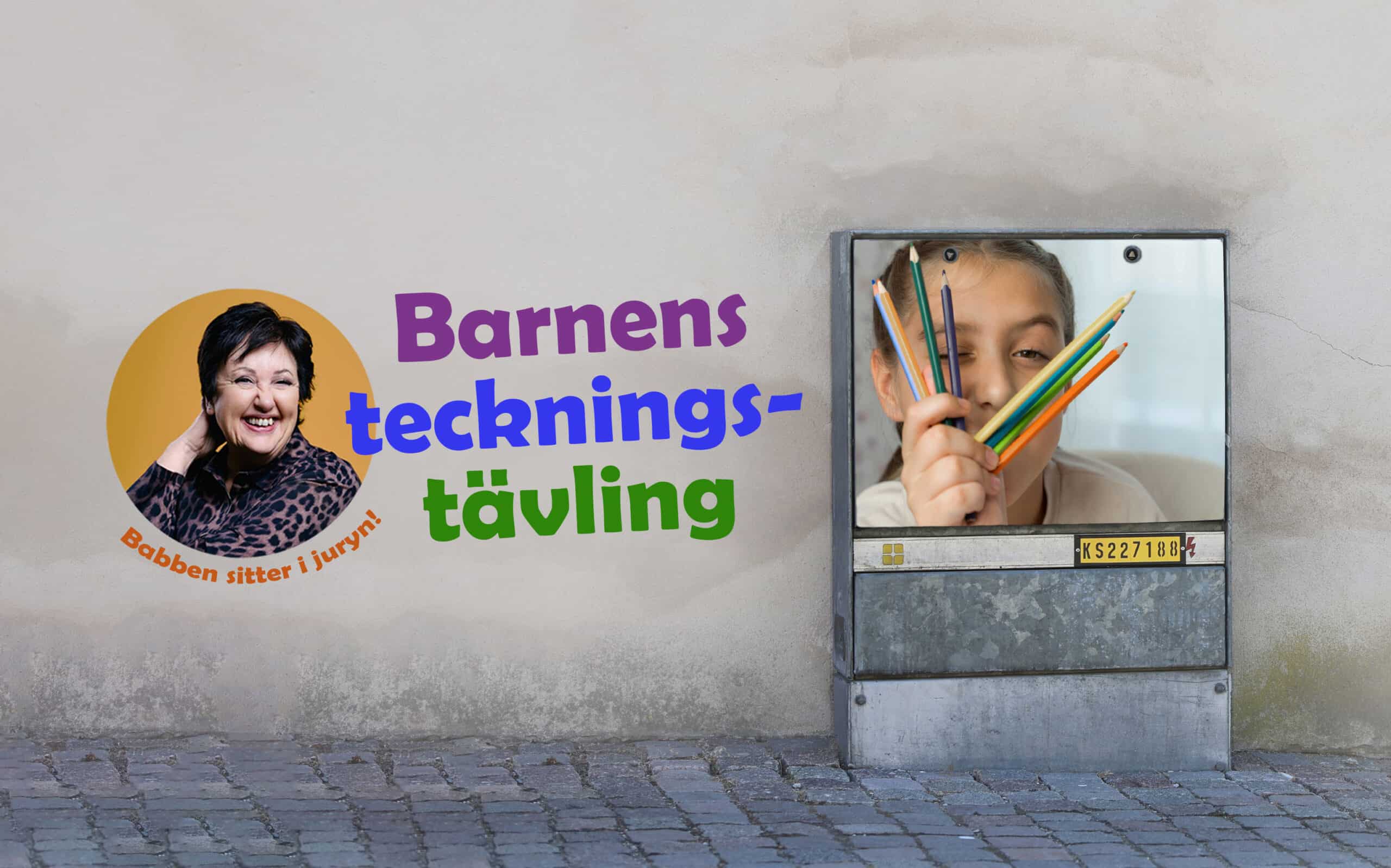 Kabelskåp med bild på.