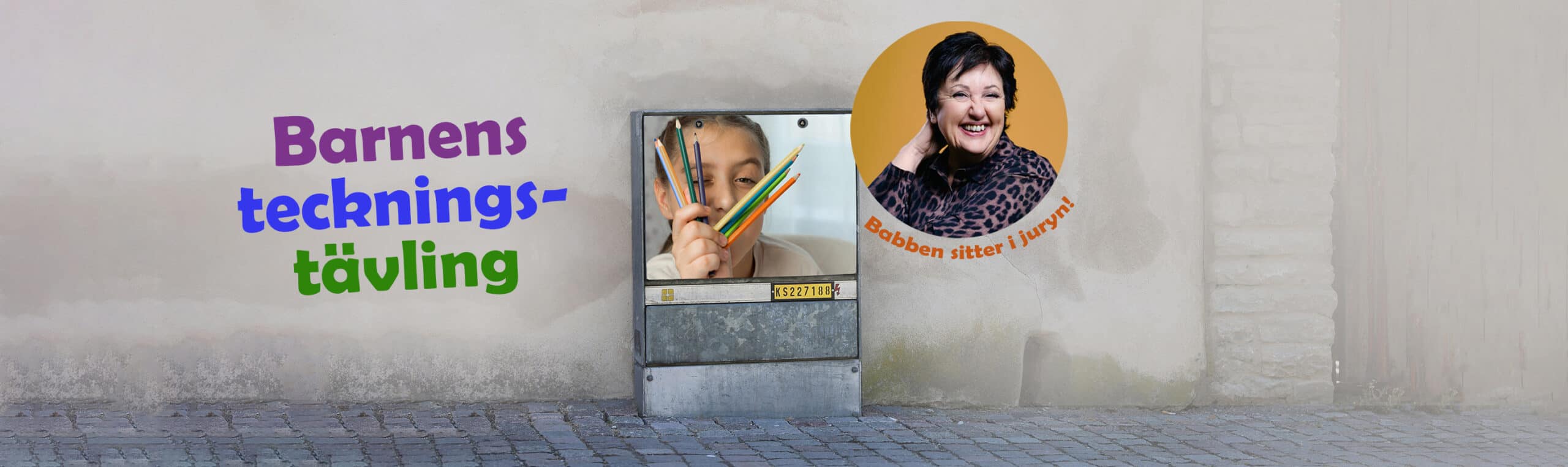 Kabelskåp med bild på.