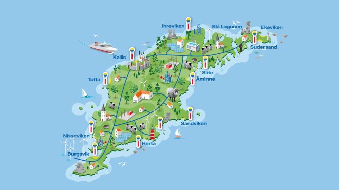 Karta över gotland på vart Geab-kollen finns.
