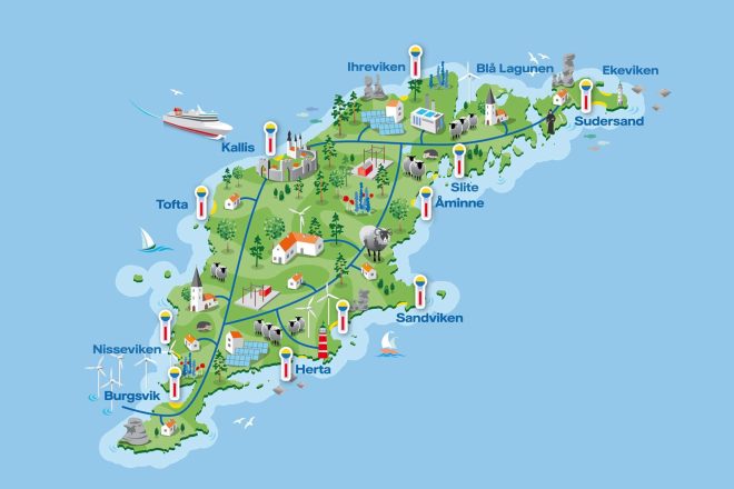 Karta över gotland på vart Geab-kollen finns.