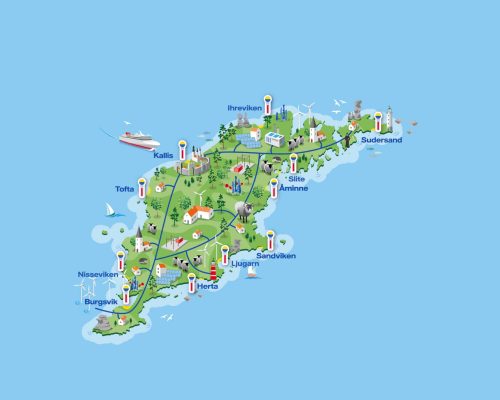 Karta på Gotland vart Geabkollen finns.